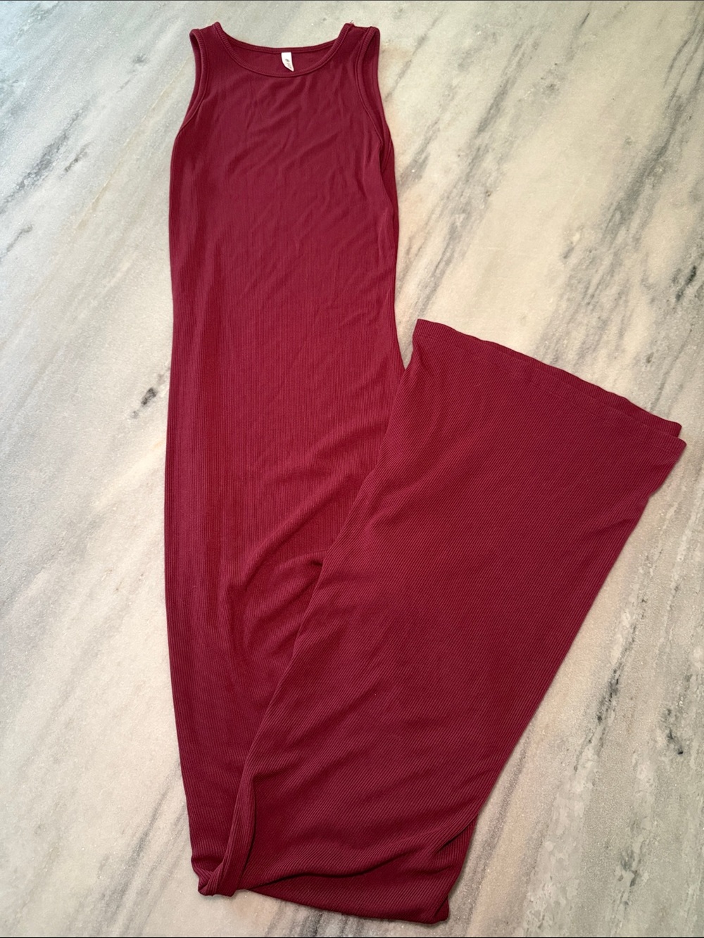 Women’s Sleeveless Maxi Dress Jumpsuit in Burgundy